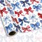 Patriotic Bow Wrapping Paper - Mini Roll - 17 In x 32.8 Ft Red Blue Star Bowknot Gift Wrap